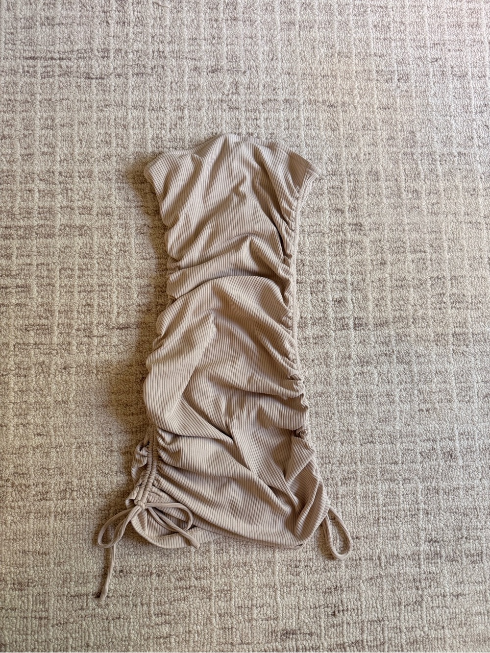 Princess Polly beige tube dress with ties on the side